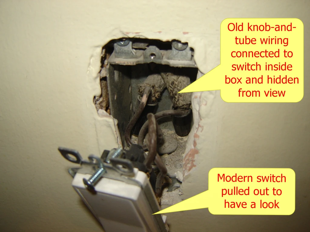 Hidden knob-and-tube wiring.